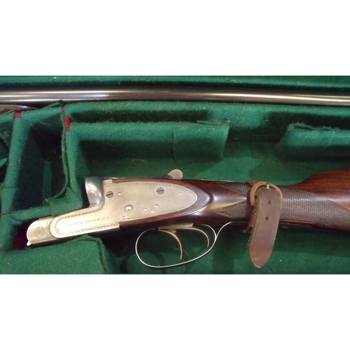 479 - Cased Army & Navy side-lock 12 bore ejector shotgun with 28 inch barrels, choke C & C, LOP 14.5 inch... 