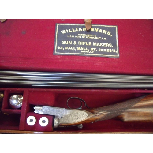 484 - Cased pair of William Evans single trigger 12 bore side-lock ejector shotguns with finest quality sc... 