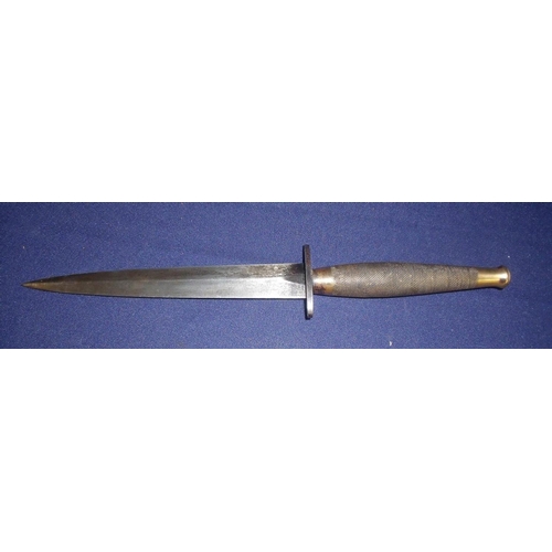 49 - Fairbairn Sykes fighting knife with 7 inch double edged blade engraved the FS fighting knife with st... 