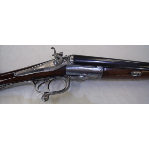 494 - E. N. Reilly & Co under lever opening 12 bore side by side hammer gun with 27.5 inch barrels, pinned... 