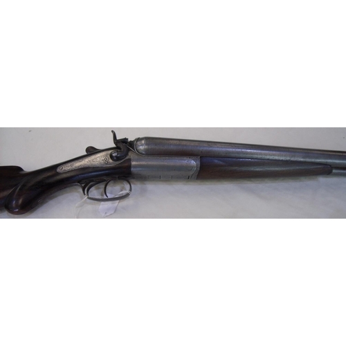 495 - Tolley style 10 bore side by side hammer gun with 32 inch Damascus barrels, serial no NVN (shotgun c... 