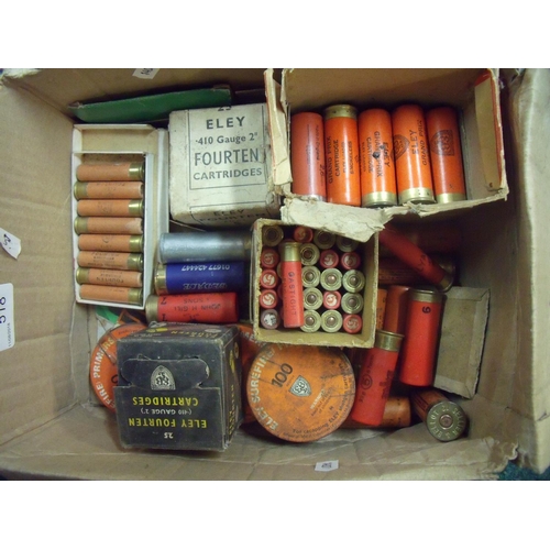 518 - Selection of various vintage cartridges, shotgun cartridges and primes including 2 inch, .410, 12 bo... 