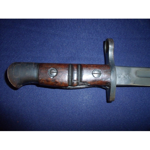 53 - Remington bayonet the blade stamped '1913 5 7 Remington's' with various proof marks and various stam... 
