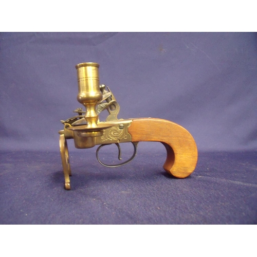 67 - Reproduction flintlock tinder box candle stick lighter