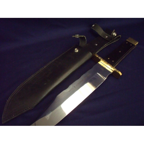 73 - Extremely large Sheffield Bowie knife by R Cooper with 10 inch blade engraved 'handmade R Cooper She... 