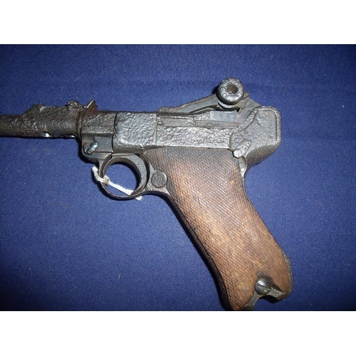 77 - 2018 specification deactivated German WW2 period artillery model long barrelled Luger Service Pistol... 