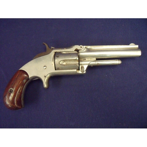 89 - .32 rim-fire Smith & Wesson Model 1 1/2 five shot revolver with nickel finish and tip up loading