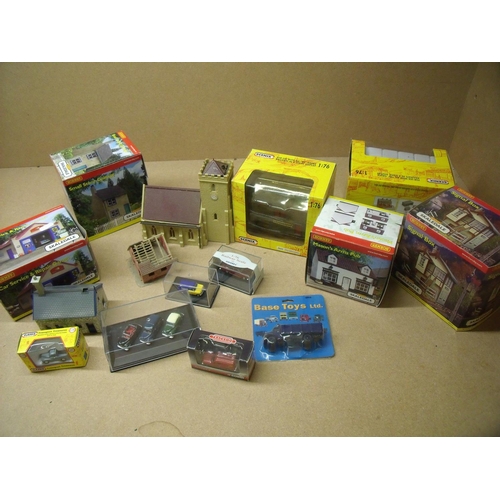 55 - Large selection of mostly Hornby & Scenix OO gauge model railway scenery, track, buildings, accessor... 