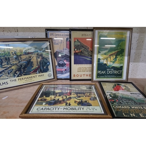 14 - Selection of reproduction framed and mounted railway posters