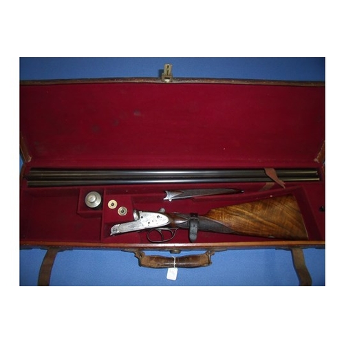 483 - Cased Cogswell & Harrington 12 bore side by side side-lock ejector shotgun, with 30 inch barrels, th... 