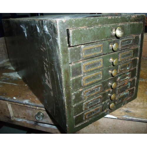 37 - Metal desk top seven drawer filing type cabinet (23cm x 61cm x 23cm)