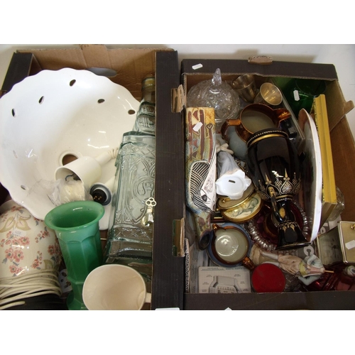 43 - Various decorative Victorian and later ceramics and glassware in two boxes