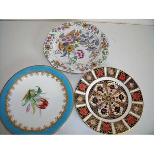 47 - Royal Crown Derby 1128 pattern side plate (diameter 21.5cm), a continental porcelain cabinet plate a... 