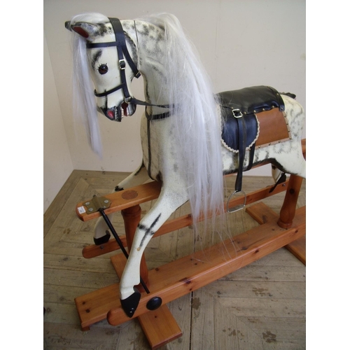 55 - Large carved wood dapple grey rocking horse