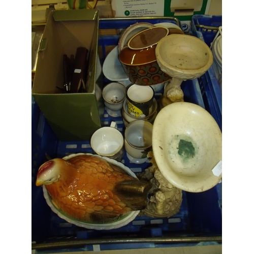 19 - Various decorative ceramics including Hornsea, ceramic chicken, various plated cutlery and other ite... 