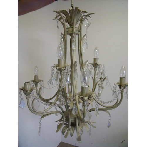 26 - Modern French style painted six branch metal centre light fitting