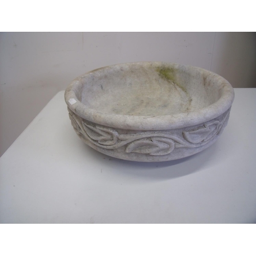 33 - Carved marble bowl with carved border (diameter 38cm)
