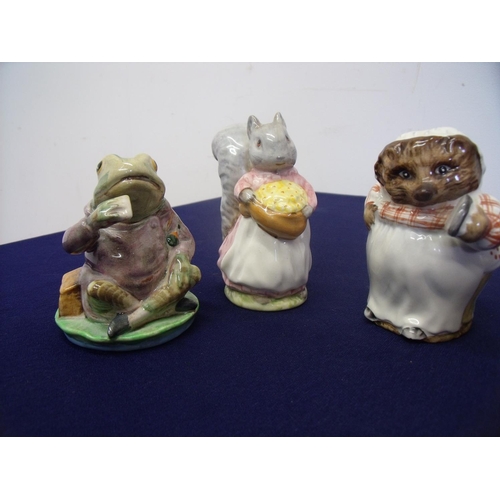 6 - Beswick Beatrix Potter figures 'Goody Tiptoes', 'Jeremy Fisher' and 'Mrs Tiggy Winkle' (3)