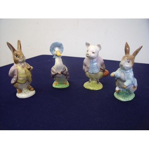 7 - Group of four Beswick Beatrix Potter figures 'Jemima Puddle Duck', 'Pigling Bland', 'Mr Benjamin Bun... 