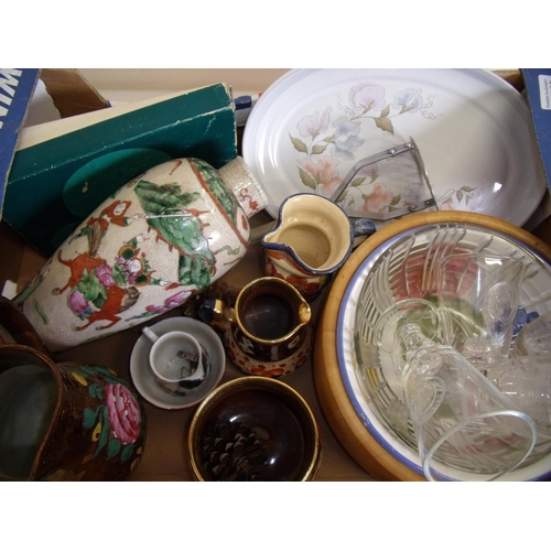 14 - Various oriental, Victorian and later ceramics and glassware in one box
