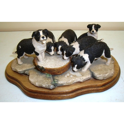 80 - Border Fine Arts group of Border Collie puppies by Ayres from the James Herriot Series