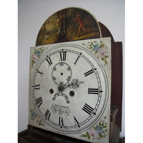 254 - Mahogany cased 8 day long case clock by J Jefferson Driffield with painted dial with secondary and d... 