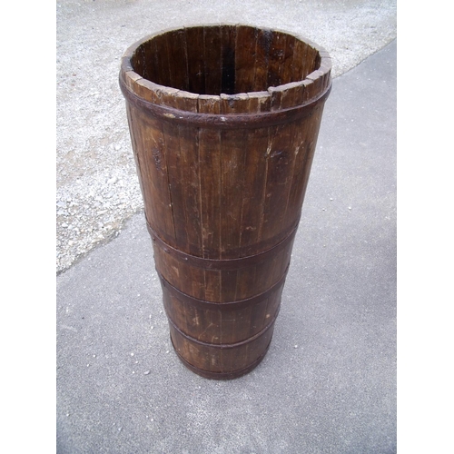 169 - Tall coopered barrel suitable for stick stand etc (diameter 32cm, 86cm high)