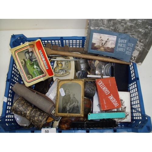 50 - Box containing a selection of various assorted collectables including German booklets, Victorian pho... 
