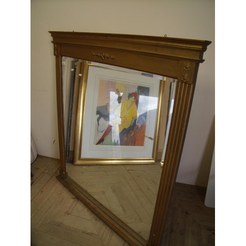 198 - Large Regency style over mantle gilt framed bevelled edge wall mirror (123cm x 135cm)
