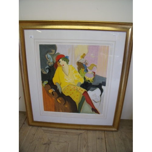 203 - Extremely large gilt framed and mounted coloured limited edition print signed in pencil and monogram... 