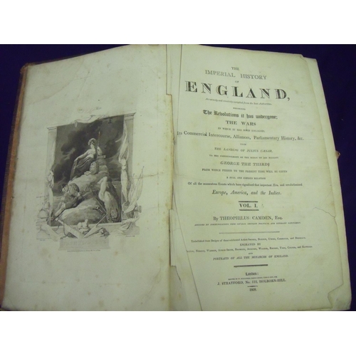 124 - 'The History of England' in two volumes by Theophilus Camden 1809 (lacking three boards)