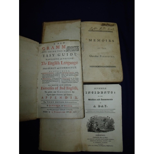 65 - Group of three 18th C books including 'A New Grammar Being Them, Easy Guide to Speaking and Writing ... 