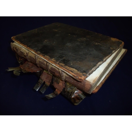 69 - 17th C leather bound book in Latin 'Numismata A Julio Cesare 1692' and a half leather bound volume '... 