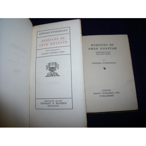 70 - Two pocket sized volumes of the Rubaiyat of Omar Khayyam by Edward Fitzgerald London Grant Richards ... 