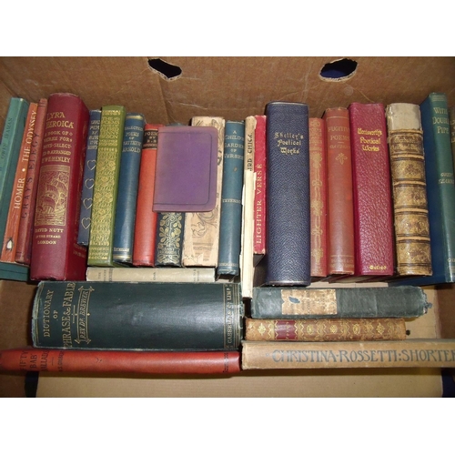 71 - Box containing a quantity of various 18th C and later poem and poetical work books including a leath... 