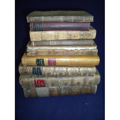 91 - Collection of 19th C books mostly half leather bound including 'The History of Rasselas' by Samual J... 