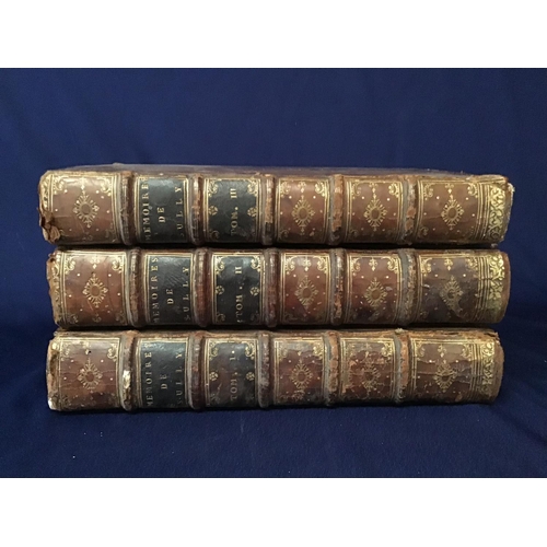 3 - 'Memoires De Shully' in three volume tomes full leather binding 1745 by D E Henry Le Grand Tome Prem... 