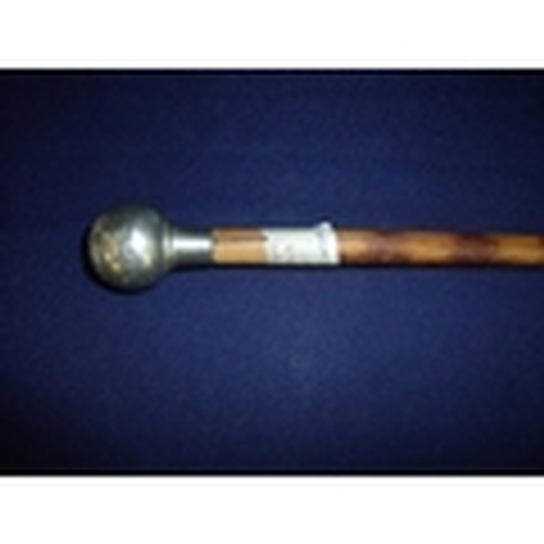 51a - Victorian officers walking cane with white metal pummel with 8th Battalion city of London rifles cap... 