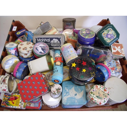 82 - Extremely large collection of various assorted vintage and later tins, containers, money boxes etc m... 