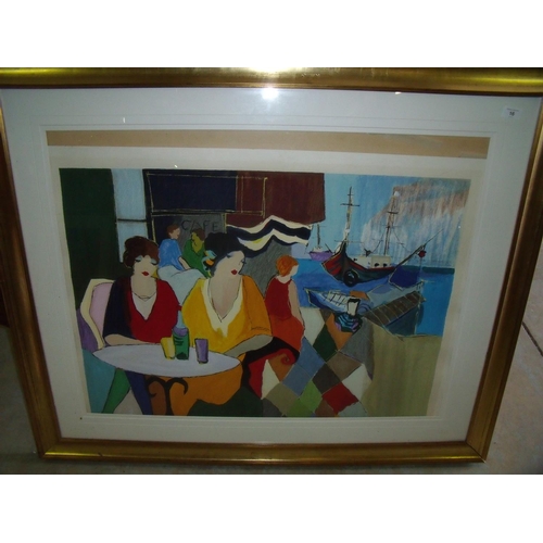 16 - Large gilt framed and mounted coloured print (103cm x 127cm including frame)