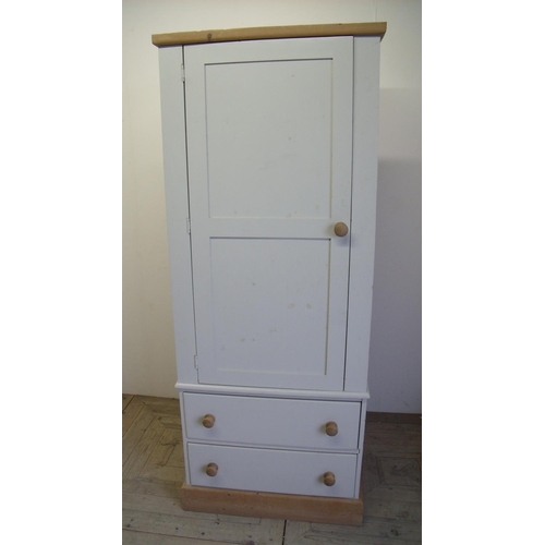 278 - Modern painted pine single door wardrobe with drawer to the base (width 74cm)