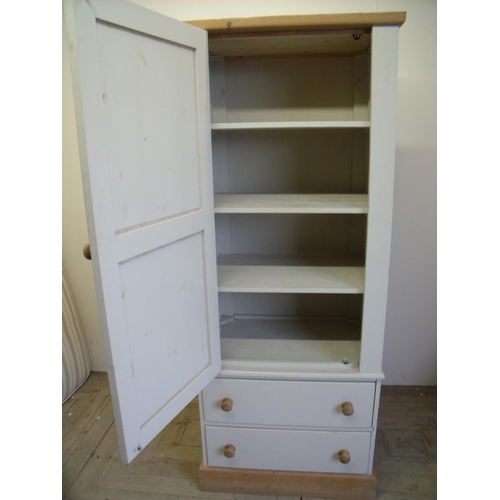 278 - Modern painted pine single door wardrobe with drawer to the base (width 74cm)