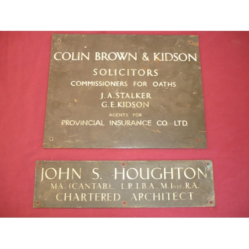 32 - Vintage brass wall plaques for solicitors and architects