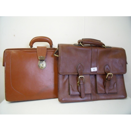 35 - Two brown leather satchels