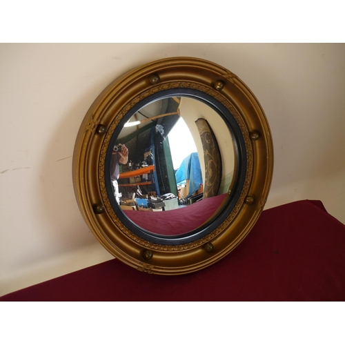 38 - Gilt framed 19th C style convex wall mirror (diameter 42cm)