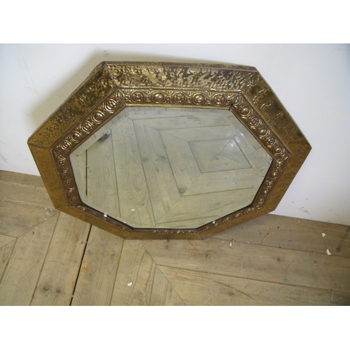 54 - Octagonal brass framed hall mirror