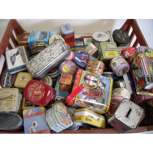 138 - Box containing an extremely large quantity of various assorted vintage and later tins for various pr... 