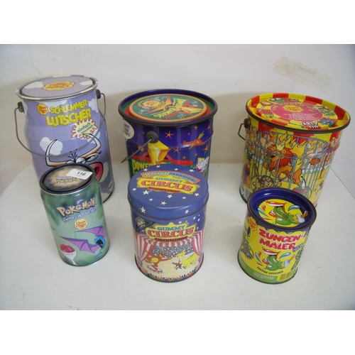 139 - Collection of five Chupa Chups lolly display/storage tins and a Gummy circus tin (6)