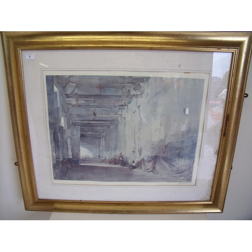 8 - Large gilt framed, mounted and signed Russell Flint print (105cm x 88cm including frame)