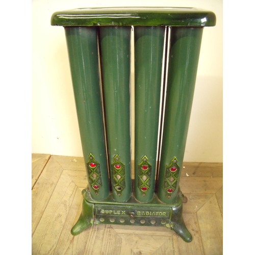 85 - Art Deco style green enamel Duplex radiator (45cm x 20cm x 71cm) (display purposes only)